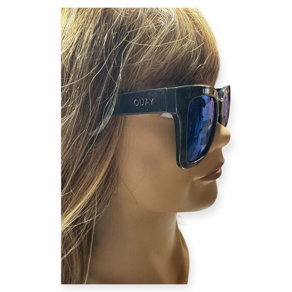 Quay Blue‎ Mirror Supine Sunglasses Dark Gray Oversized 142mm - Picture 9 of 9
